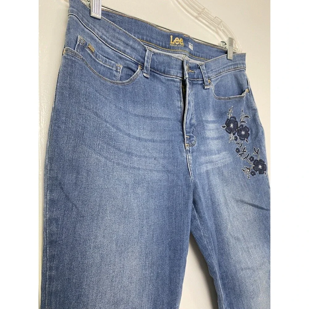 Lee Blue Jeans Women's 32 Sculpting Slim Fit Ankle Jegging Mid Rise Embroidered